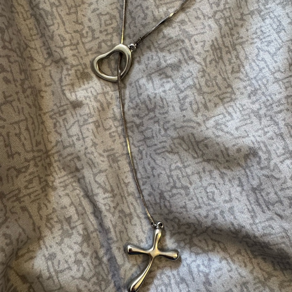 Premier Designs Silver Heart and Cross Necklace
